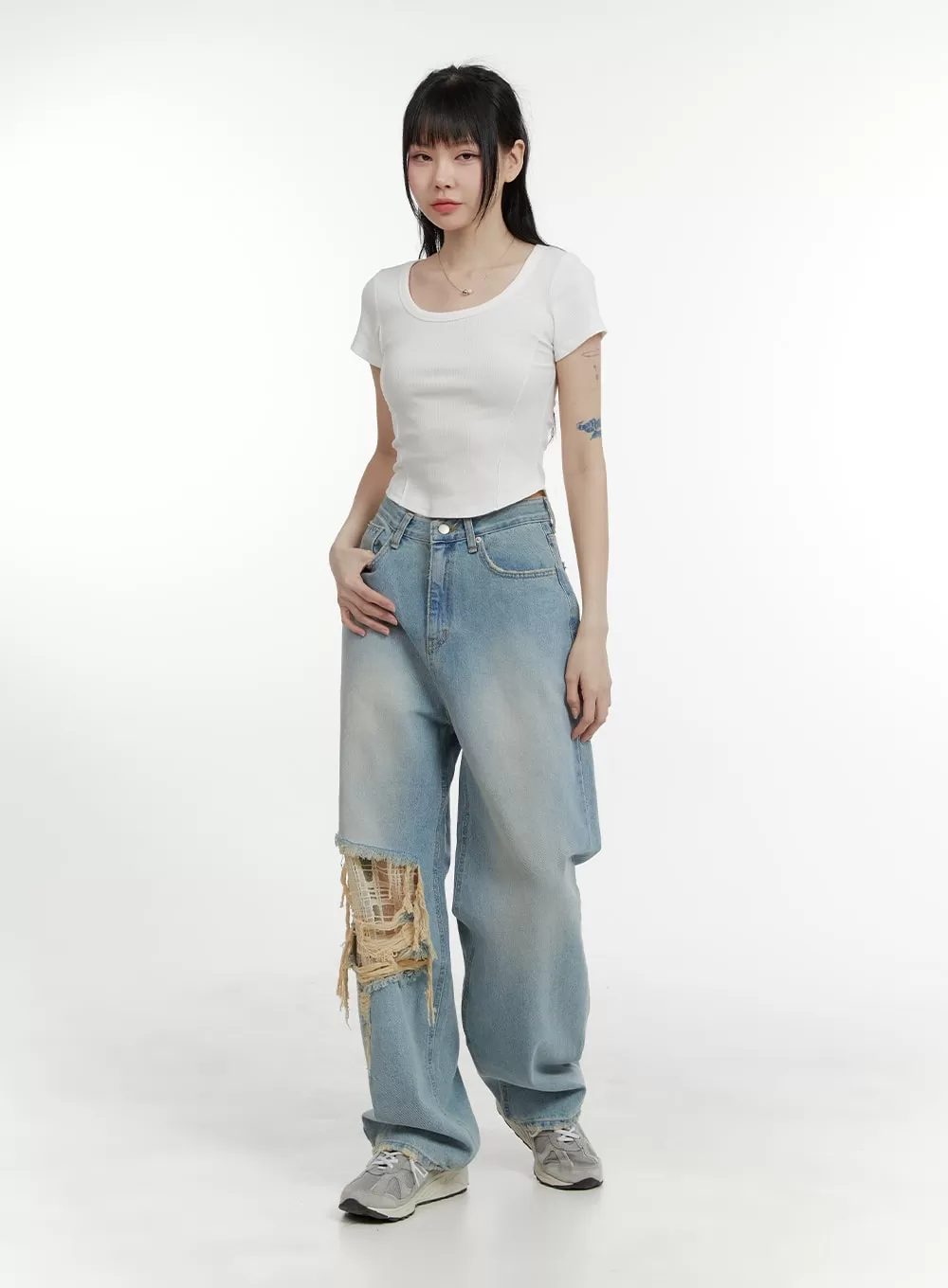 Ripped Baggy Jeans CA401