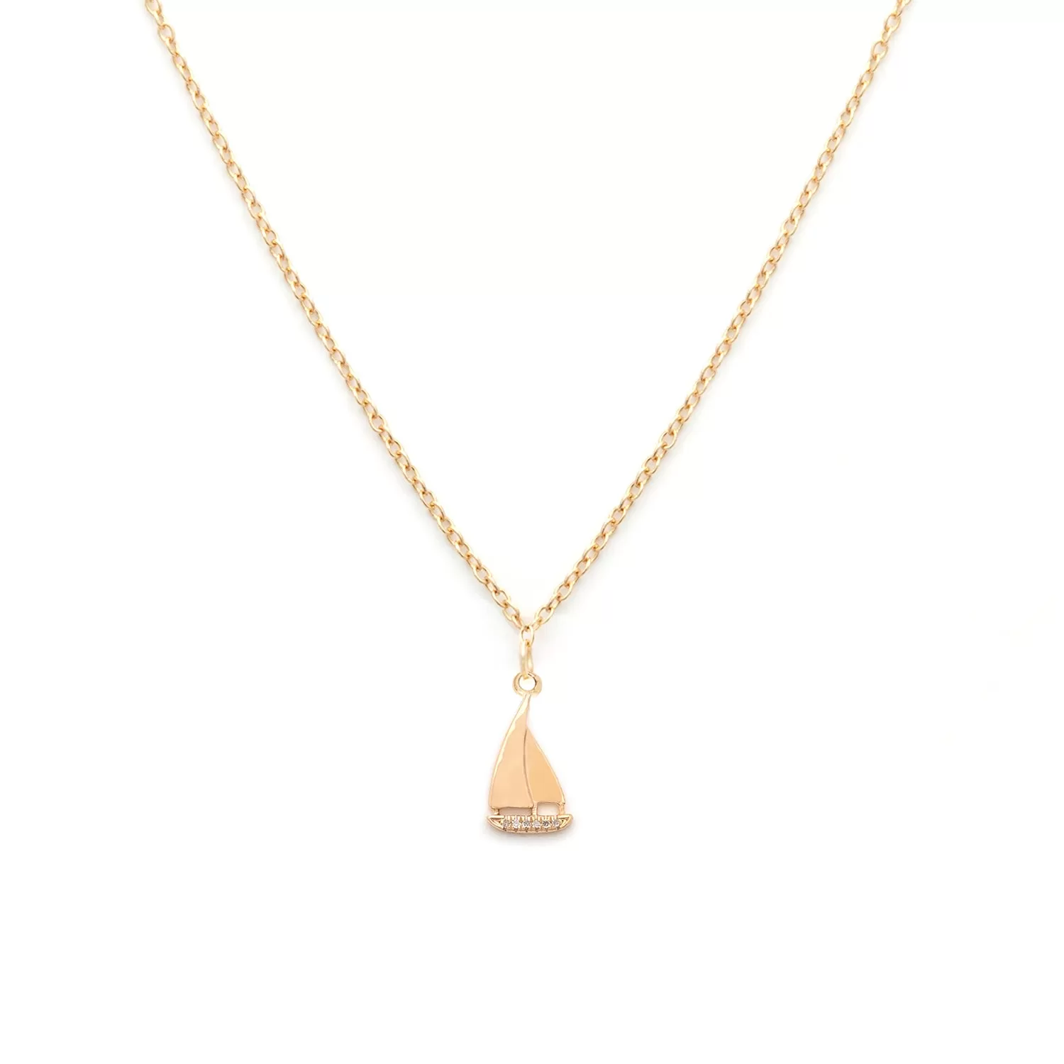 Sailboat Necklace | Gold & CZ