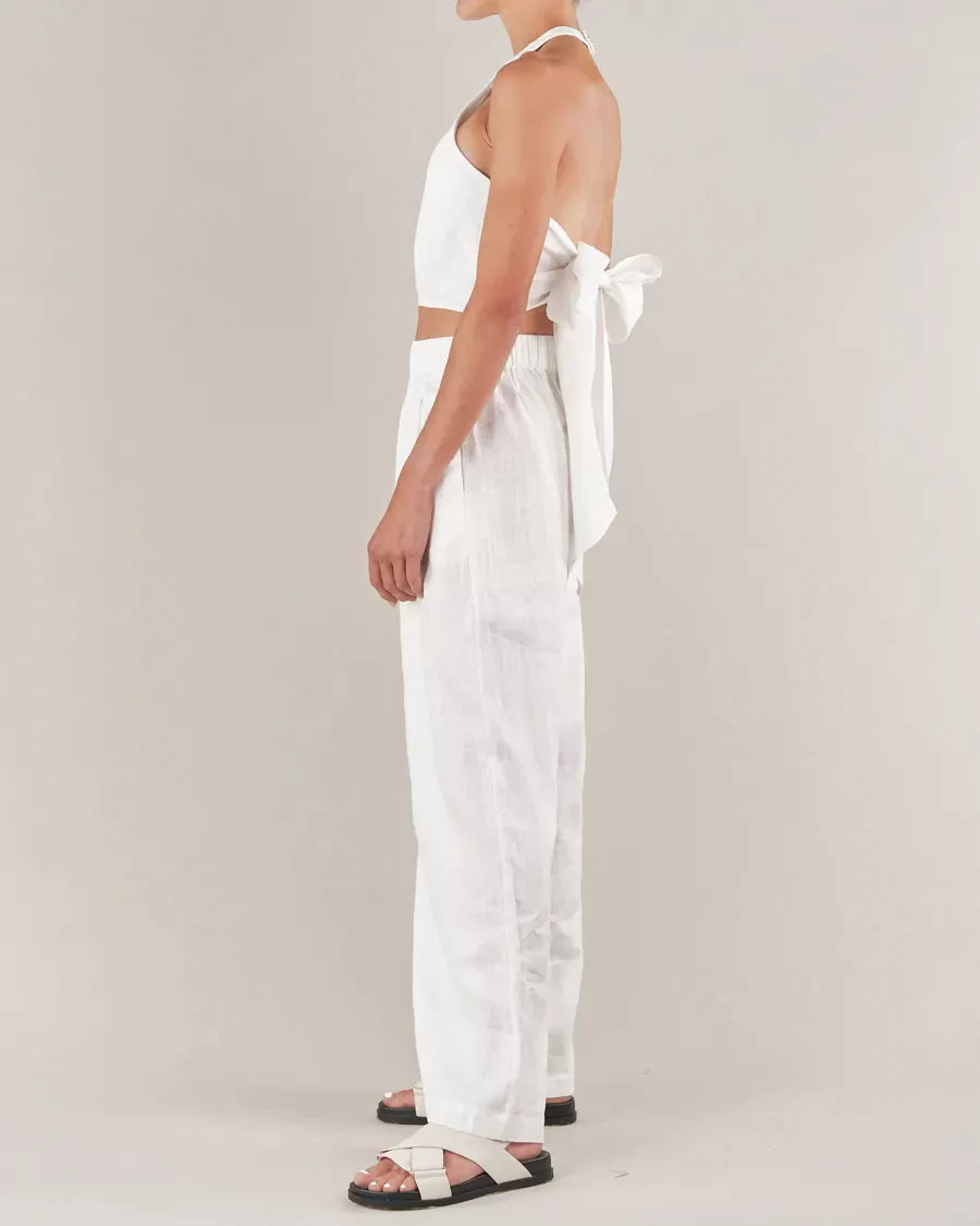 Santa Cruz Linen Halterneck Top (White)