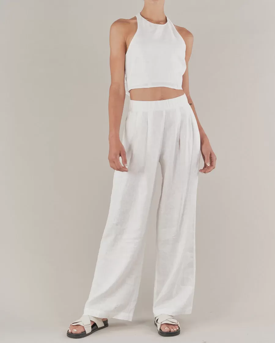 Santa Cruz Linen Halterneck Top (White)