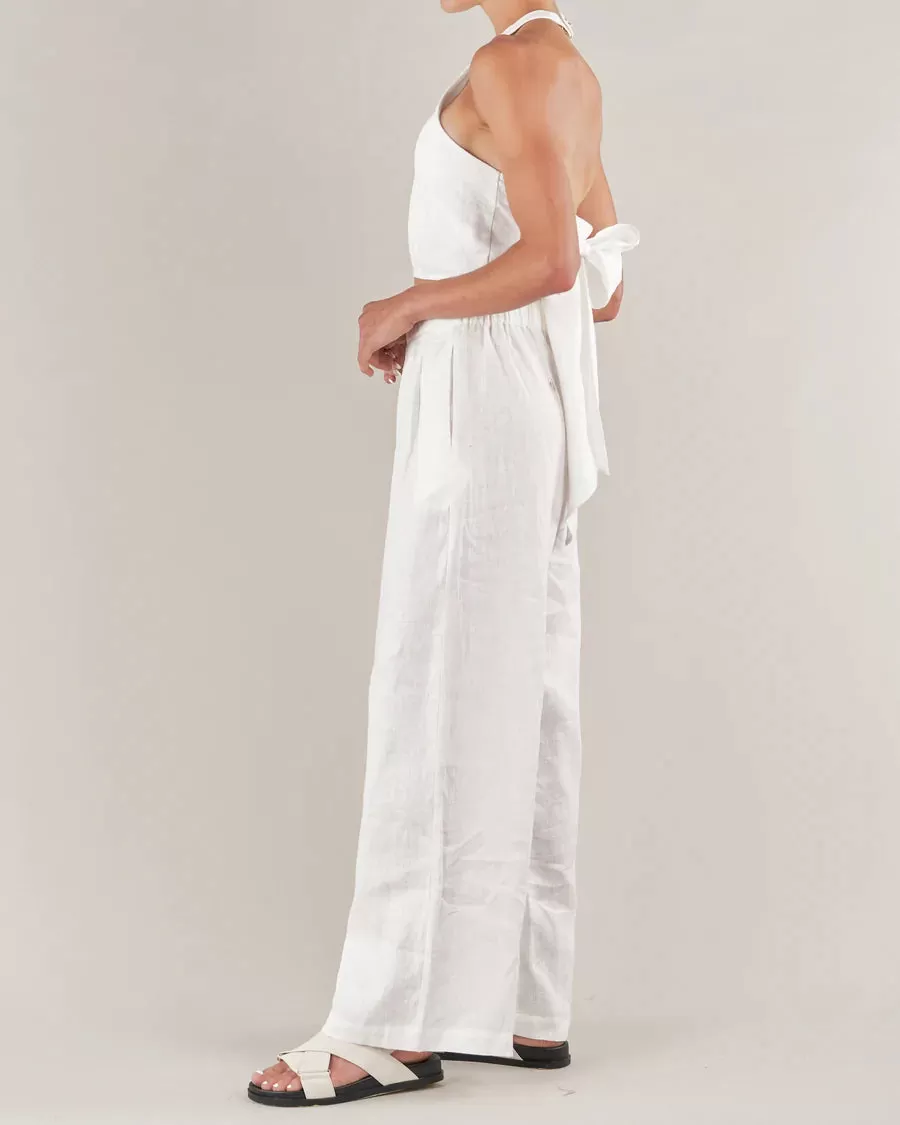 Santa Cruz Linen Halterneck Top (White)