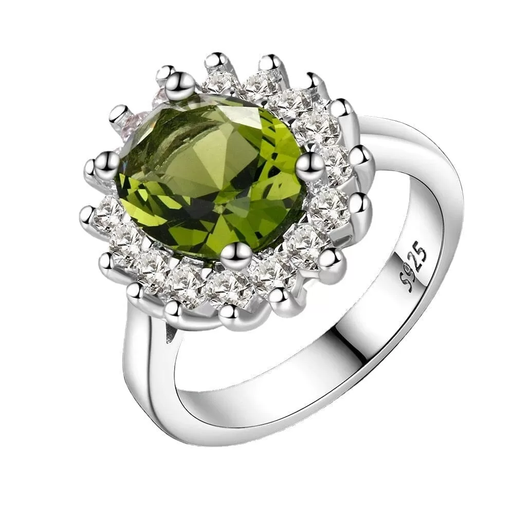 Shining Luxury Peridot Stone Ring - 925 Sterling Silver