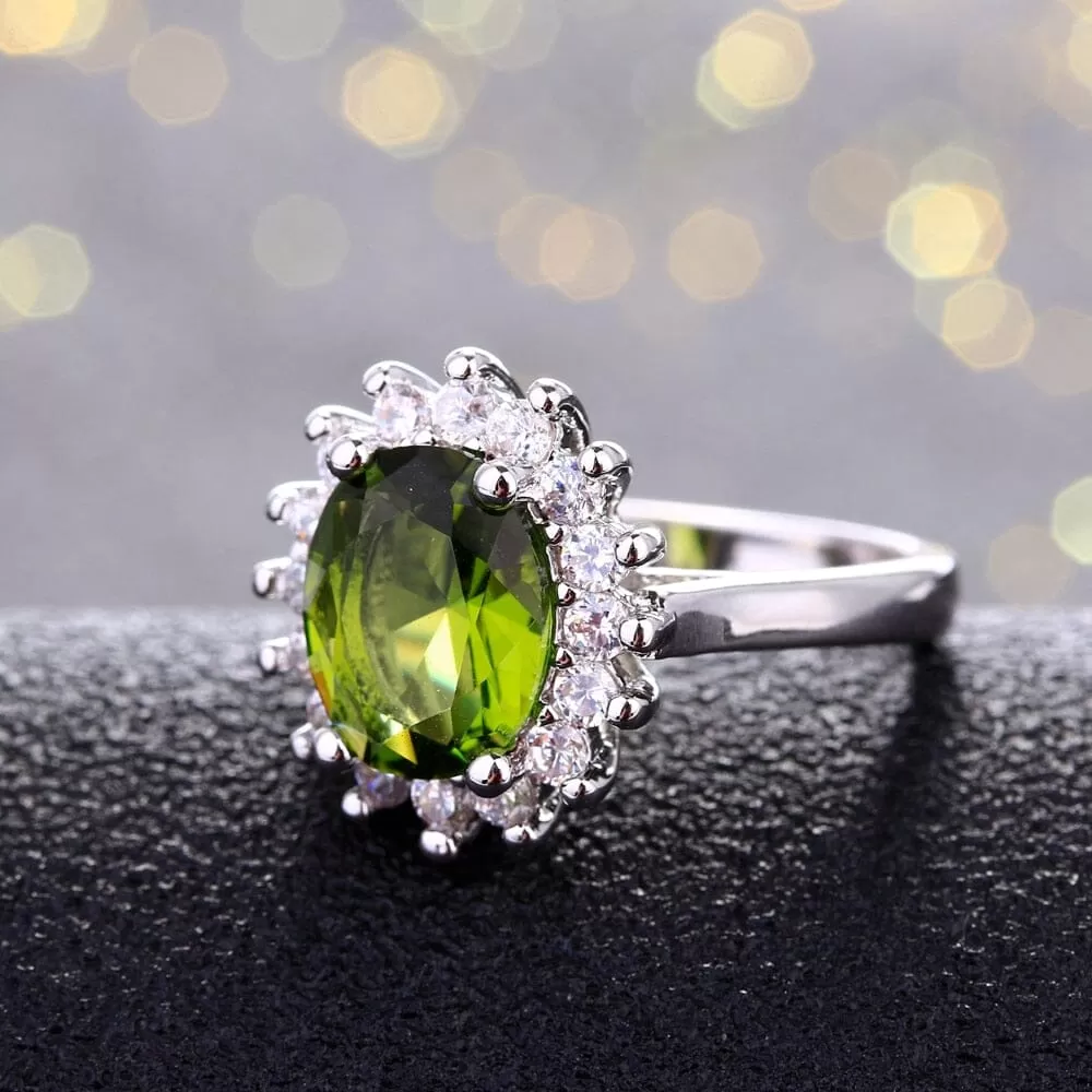 Shining Luxury Peridot Stone Ring - 925 Sterling Silver