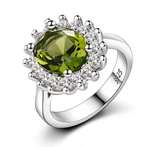 Shining Luxury Peridot Stone Ring - 925 Sterling Silver