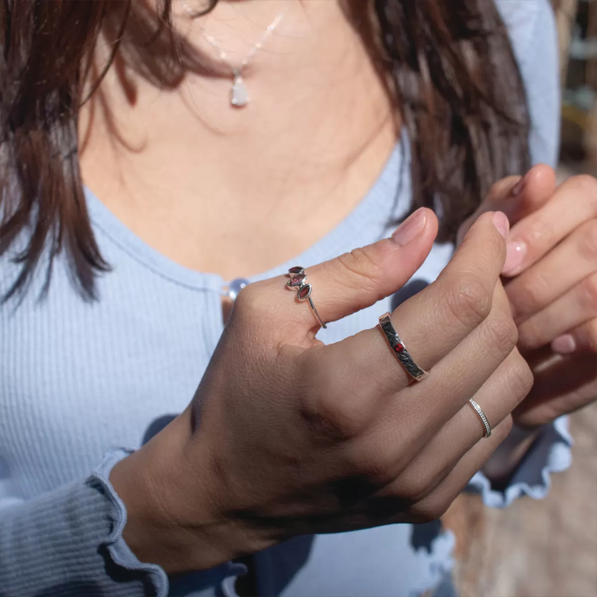 Silver Petal Stone Ring