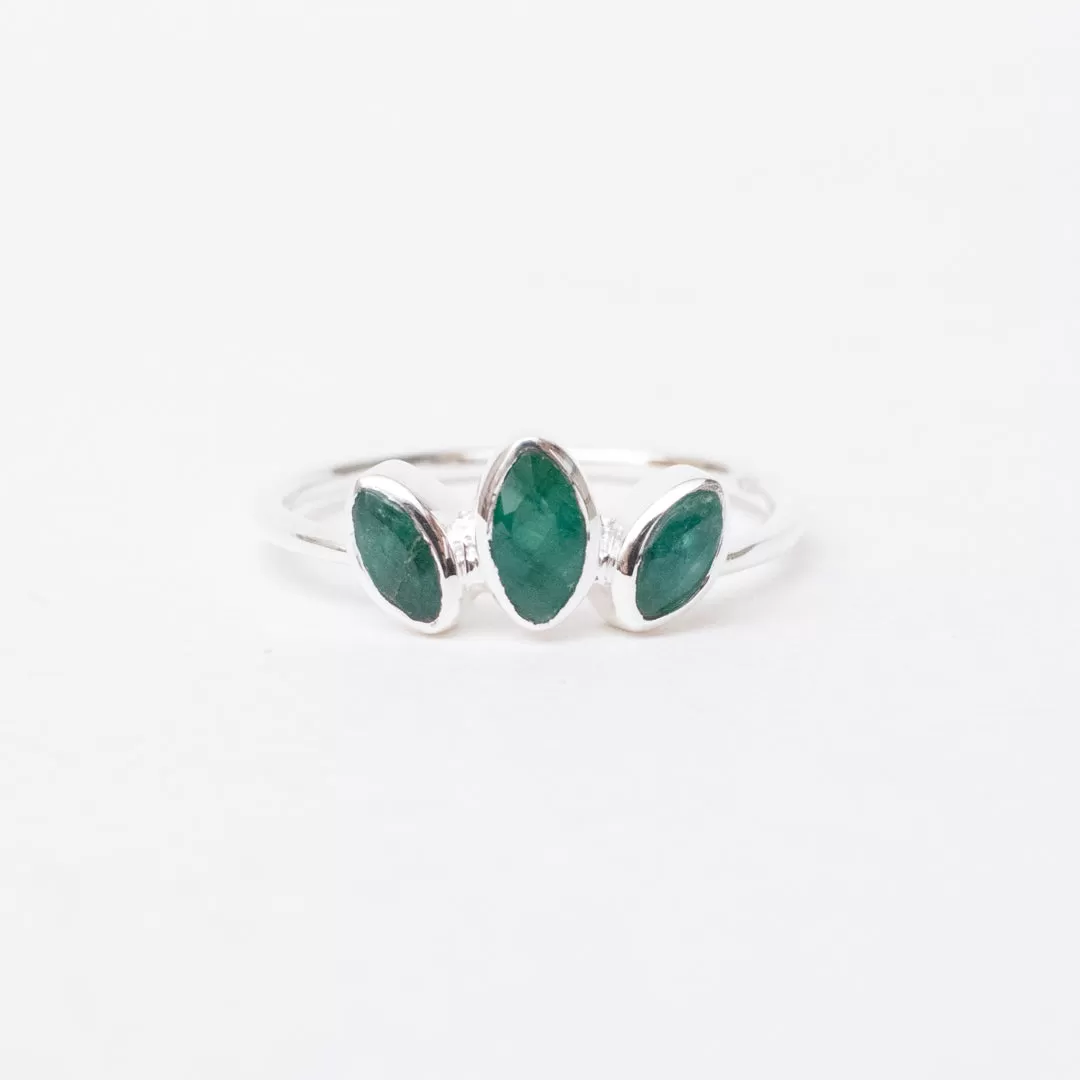 Silver Petal Stone Ring