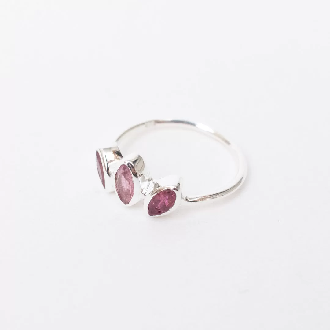 Silver Petal Stone Ring