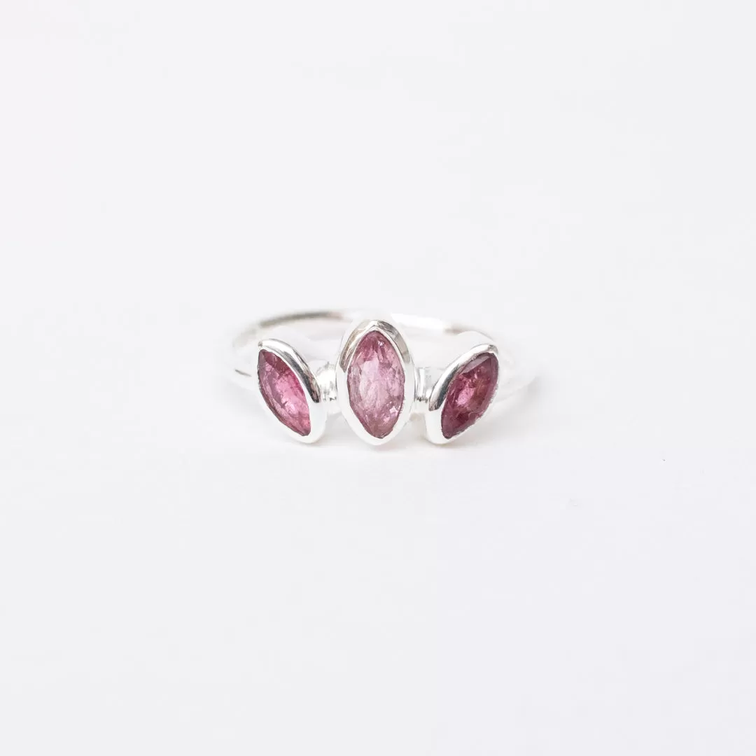 Silver Petal Stone Ring