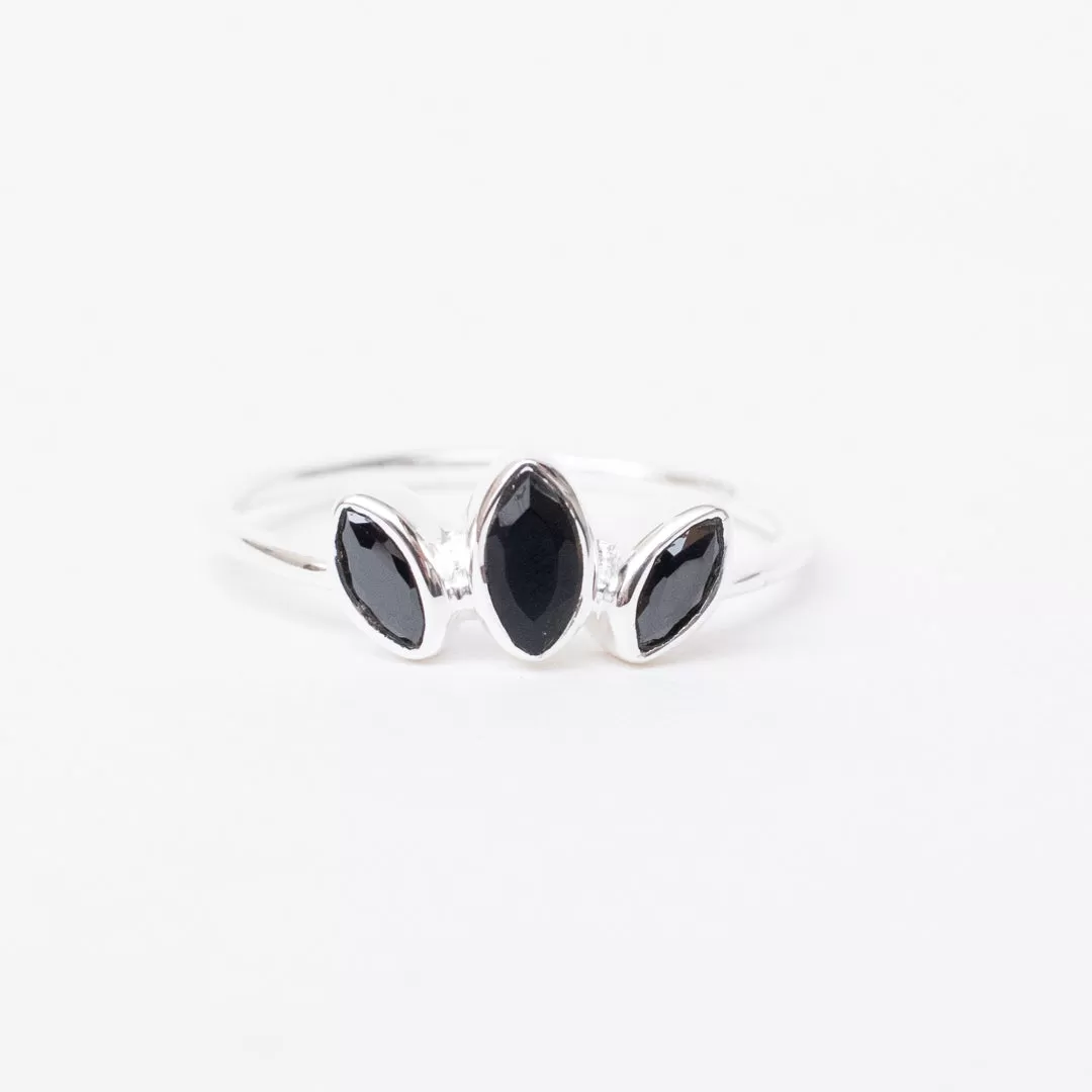 Silver Petal Stone Ring