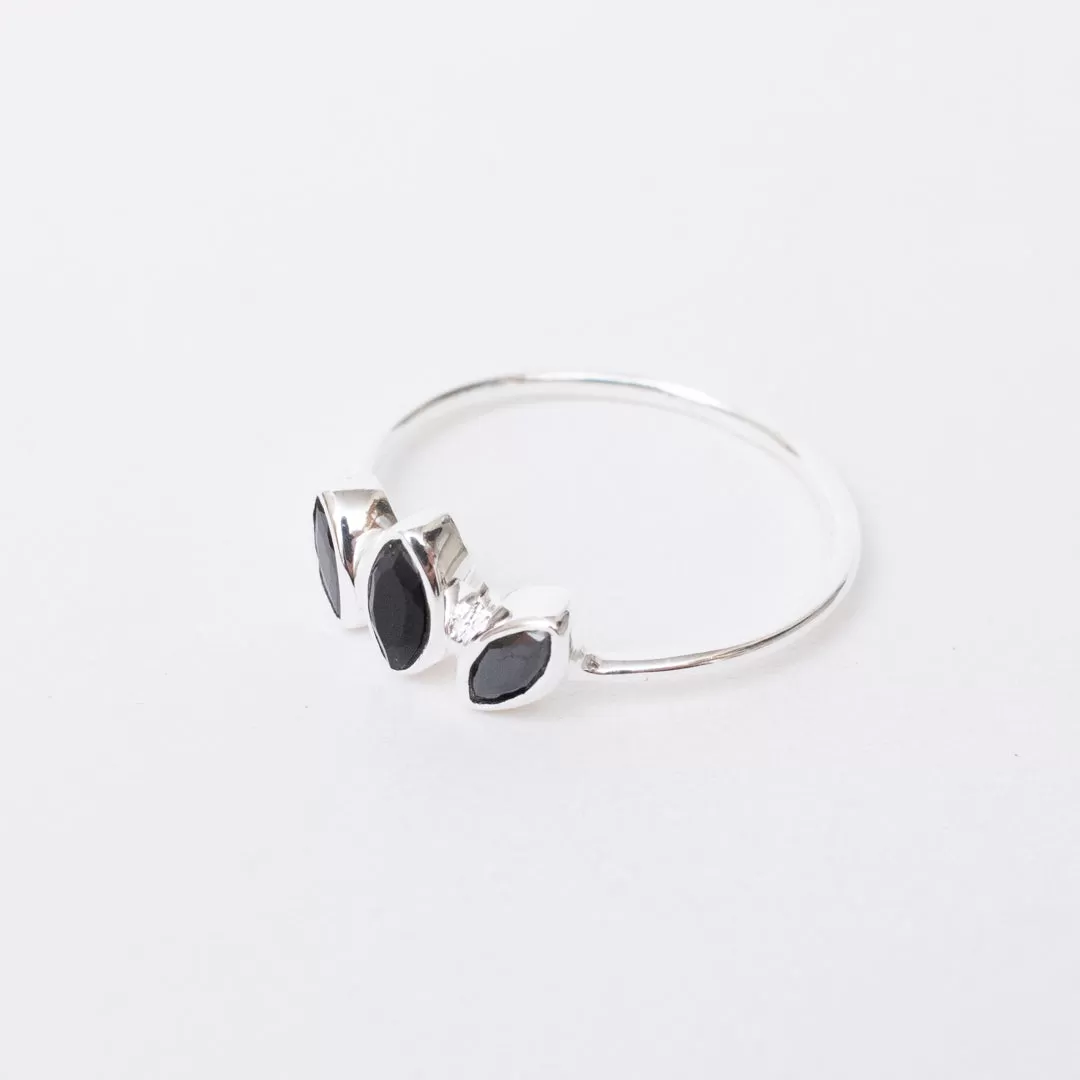 Silver Petal Stone Ring