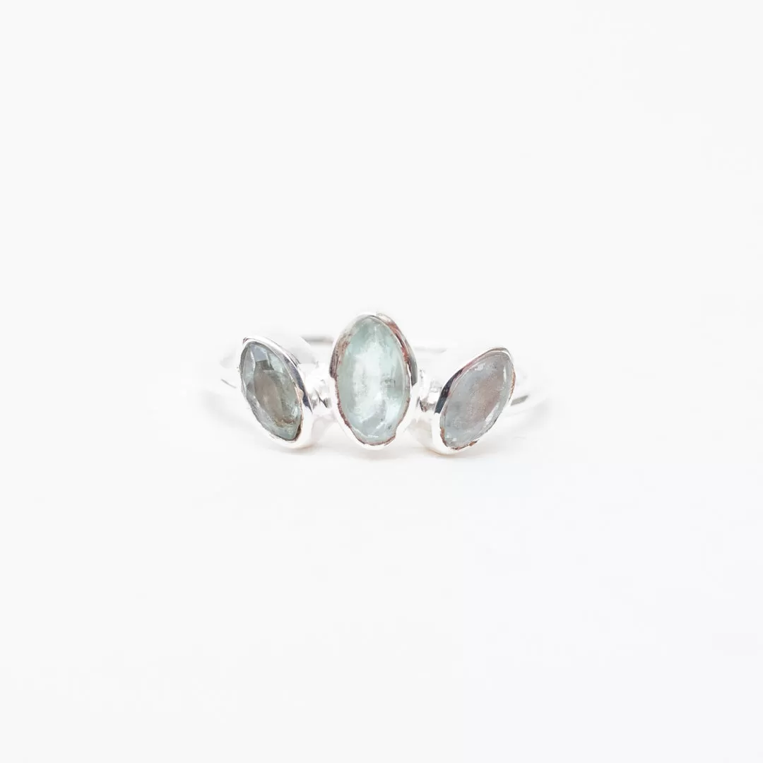 Silver Petal Stone Ring