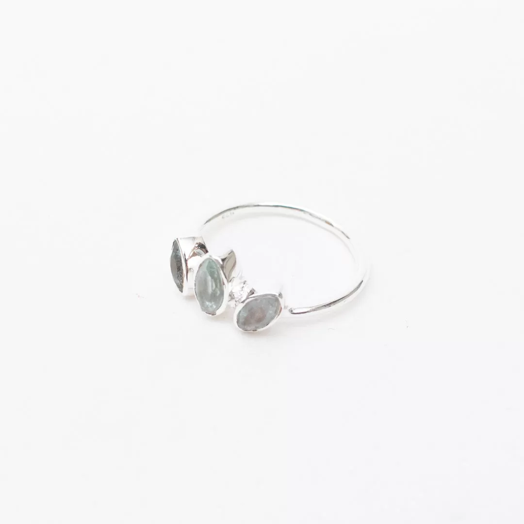 Silver Petal Stone Ring