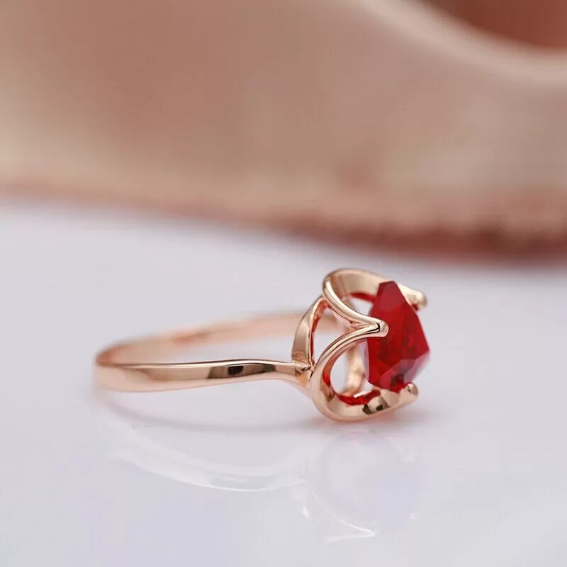 Simple Romantic Heart Ruby Ring