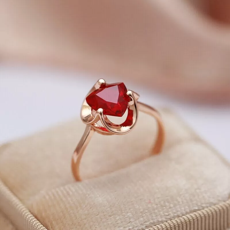 Simple Romantic Heart Ruby Ring