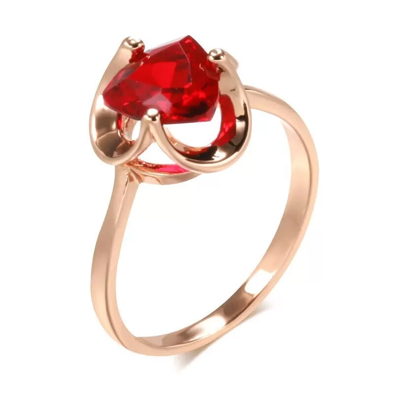 Simple Romantic Heart Ruby Ring