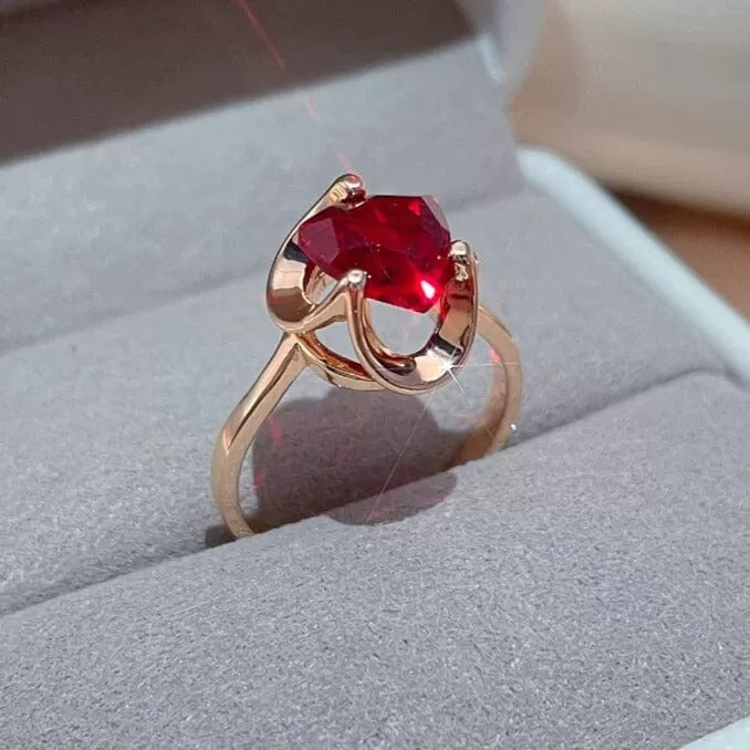 Simple Romantic Heart Ruby Ring