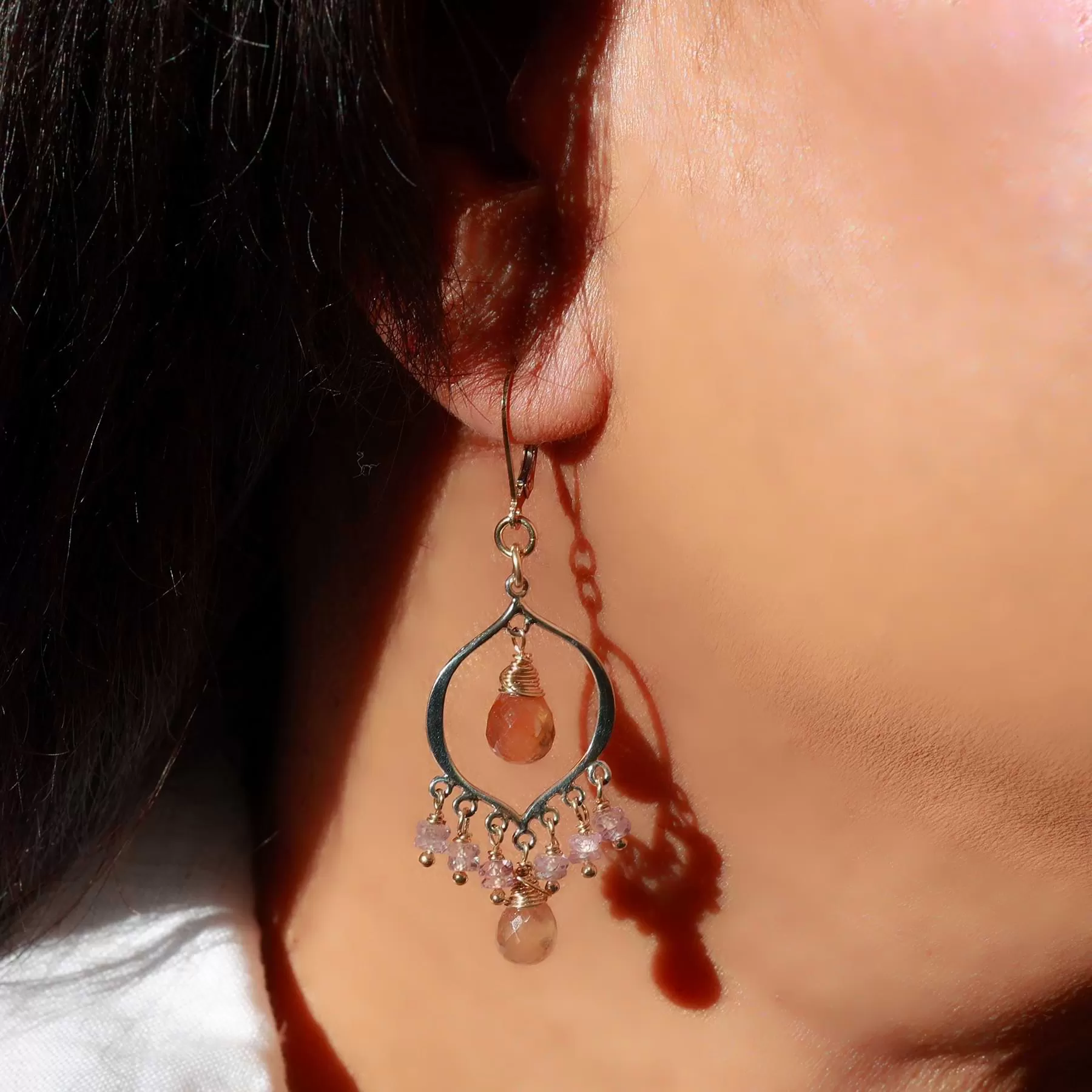 Sinhala - Padparadscha Sapphire Chandelier Earrings