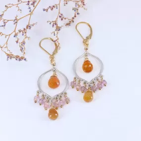 Sinhala - Padparadscha Sapphire Chandelier Earrings