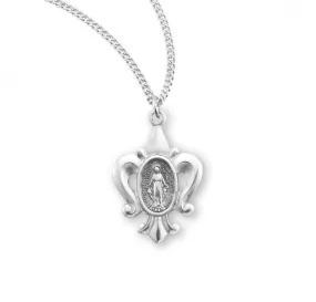 Sterling Silver Fluer De Lis Miraculous Medal