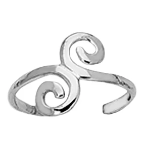 Sterling Silver Swirl Design Cuff Style Adjustable Toe Ring