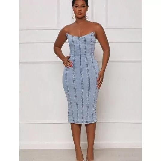 Strapless Denim Bodycon Dress