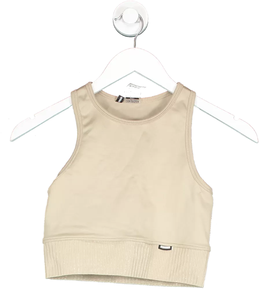 Stronger Beige Eclipse Crop Top UK S