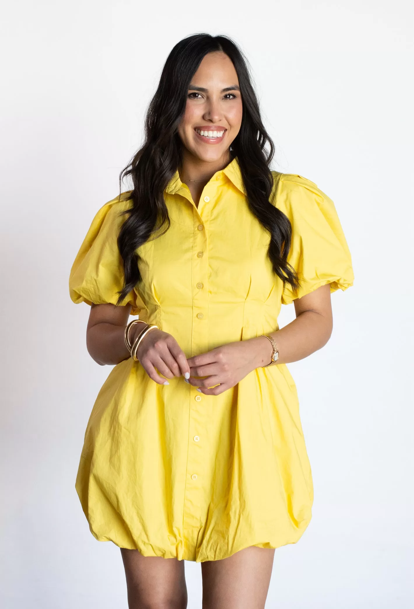 Sunny Crush Yellow Bubble Hem Dress