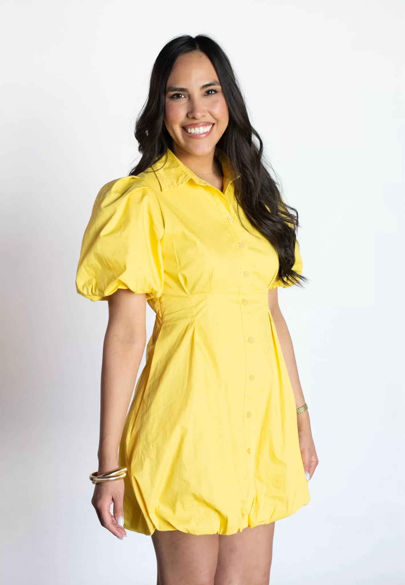 Sunny Crush Yellow Bubble Hem Dress