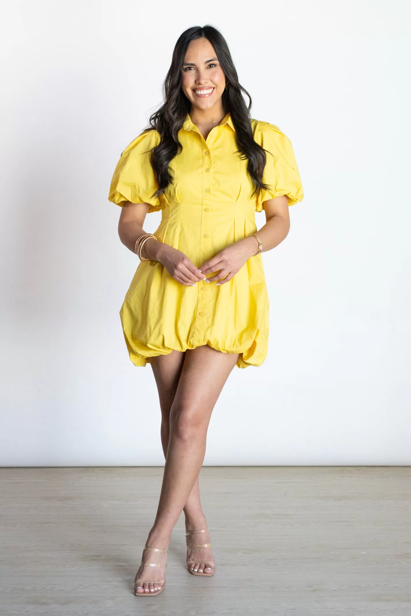 Sunny Crush Yellow Bubble Hem Dress