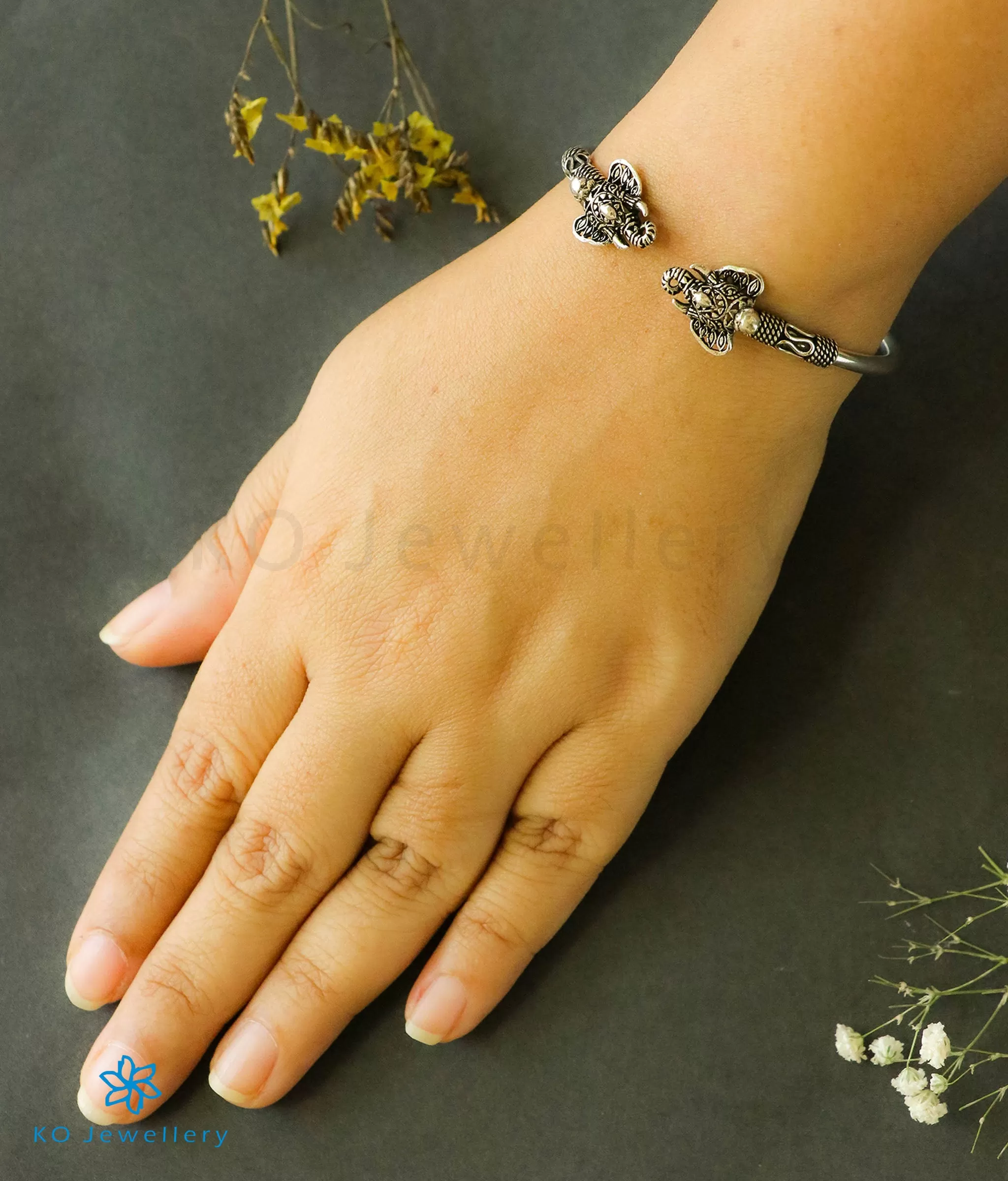 The Elephant Silver Flexible Open Bracelet