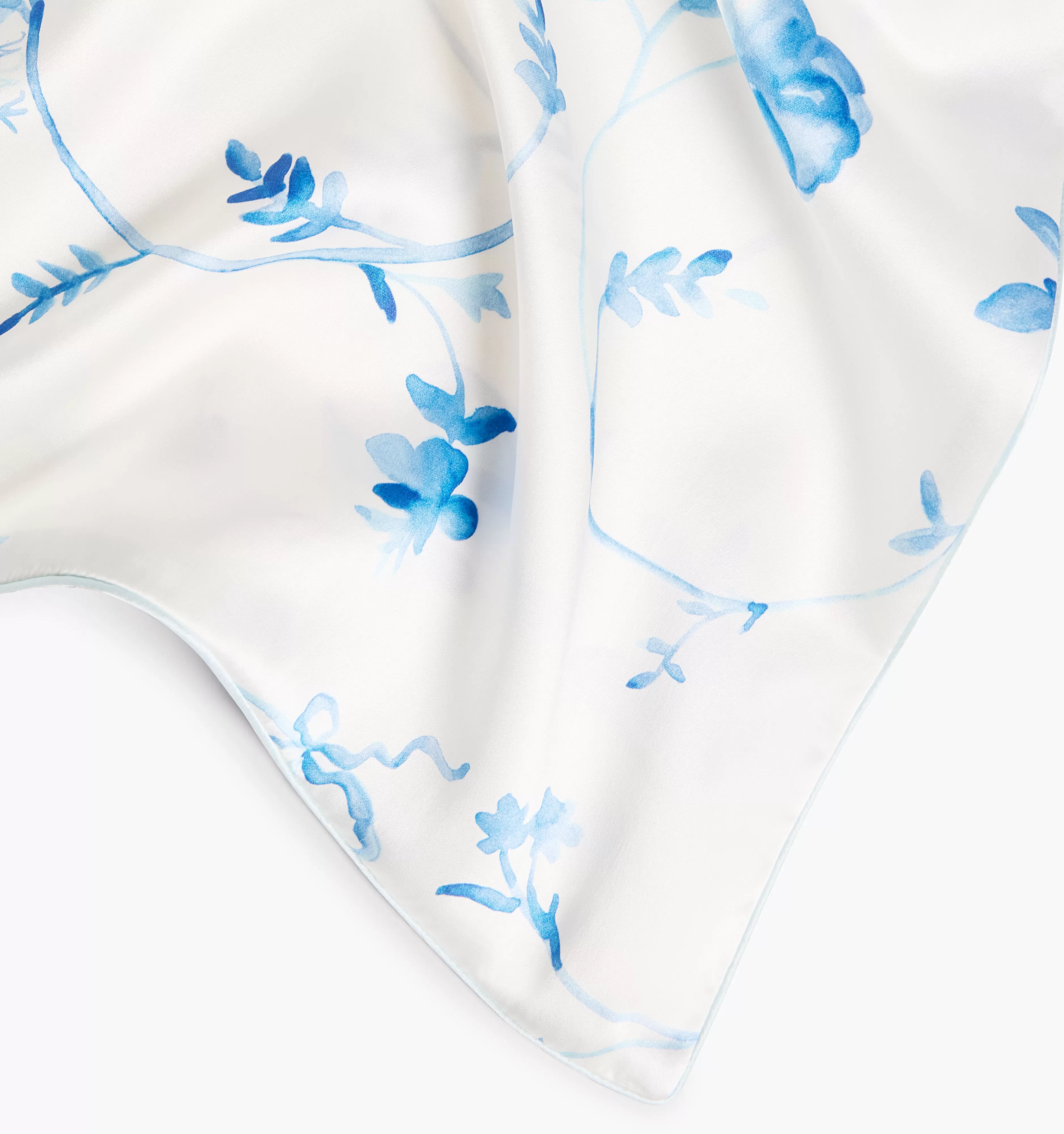 The Sisi Silk Pillowcase - Blue Botanical