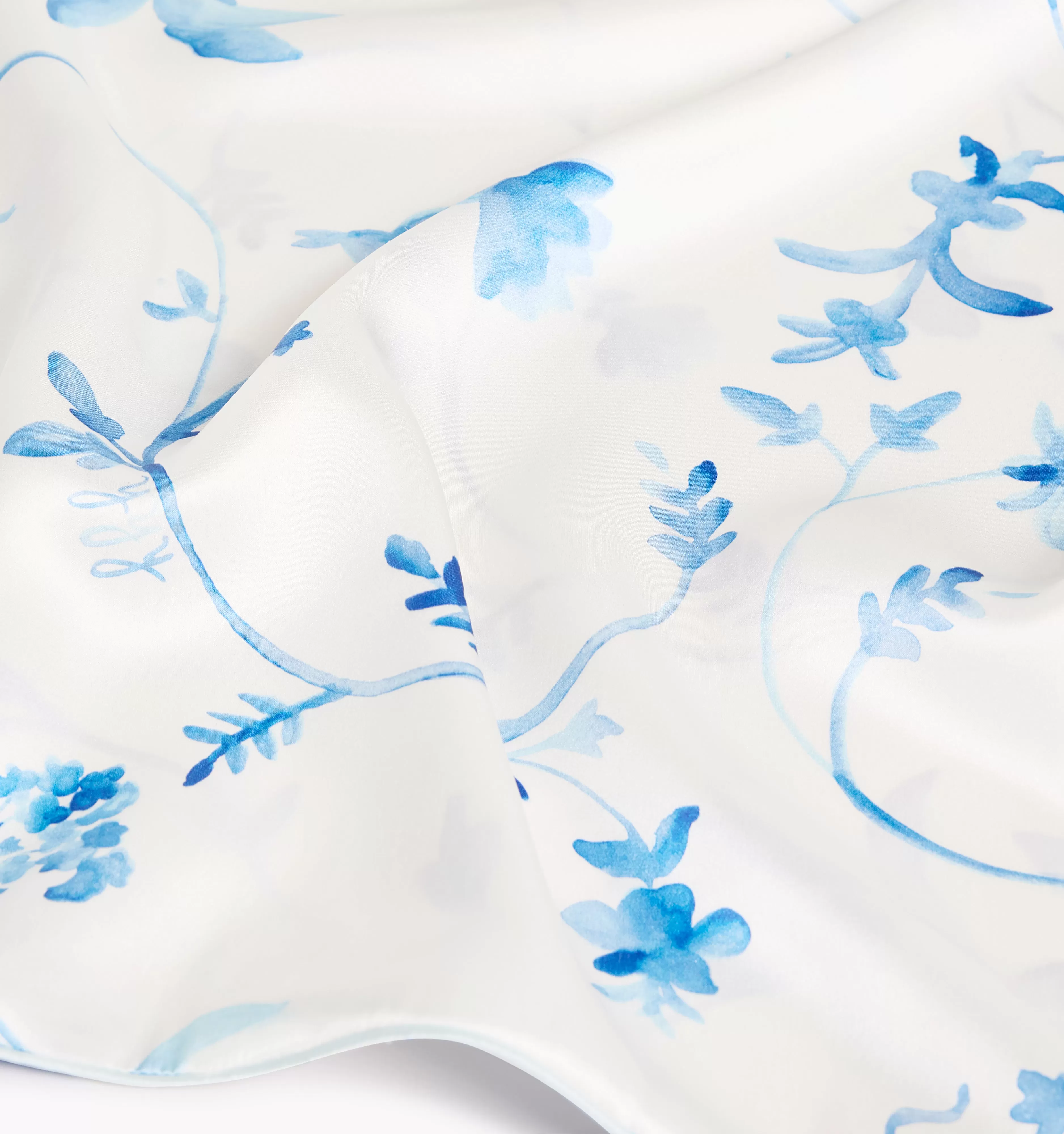 The Sisi Silk Pillowcase - Blue Botanical