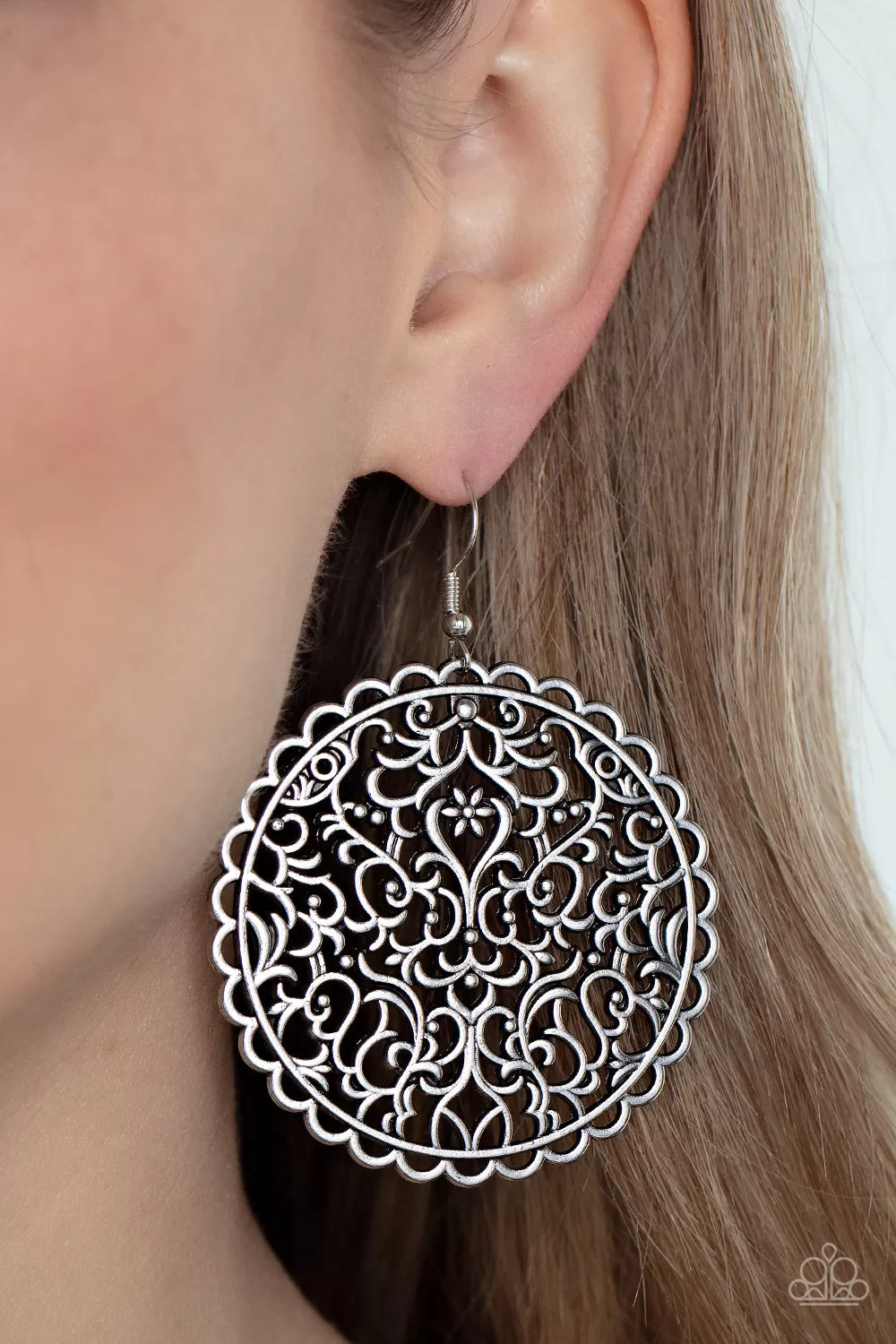 The Whole Nine VINEYARDS - Silver Paparazzi Earrings