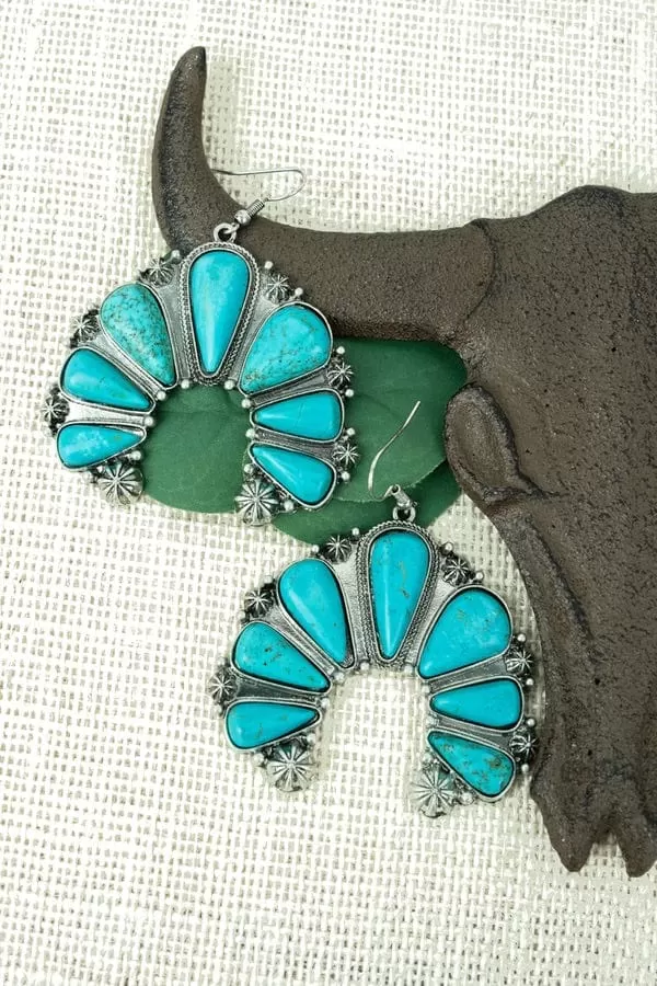 TURQUOISE AVIANA SILVERTONE EARRINGS