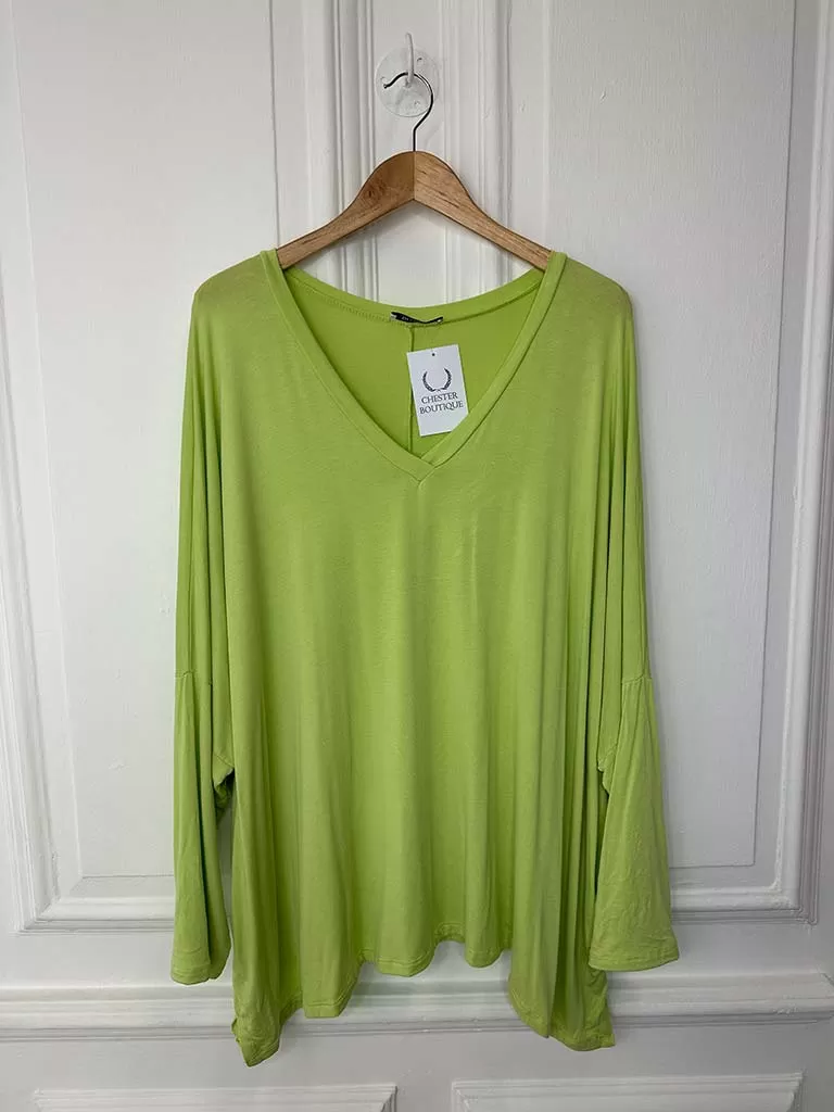 V-Neck Dawny Jersey Top - Pistachio