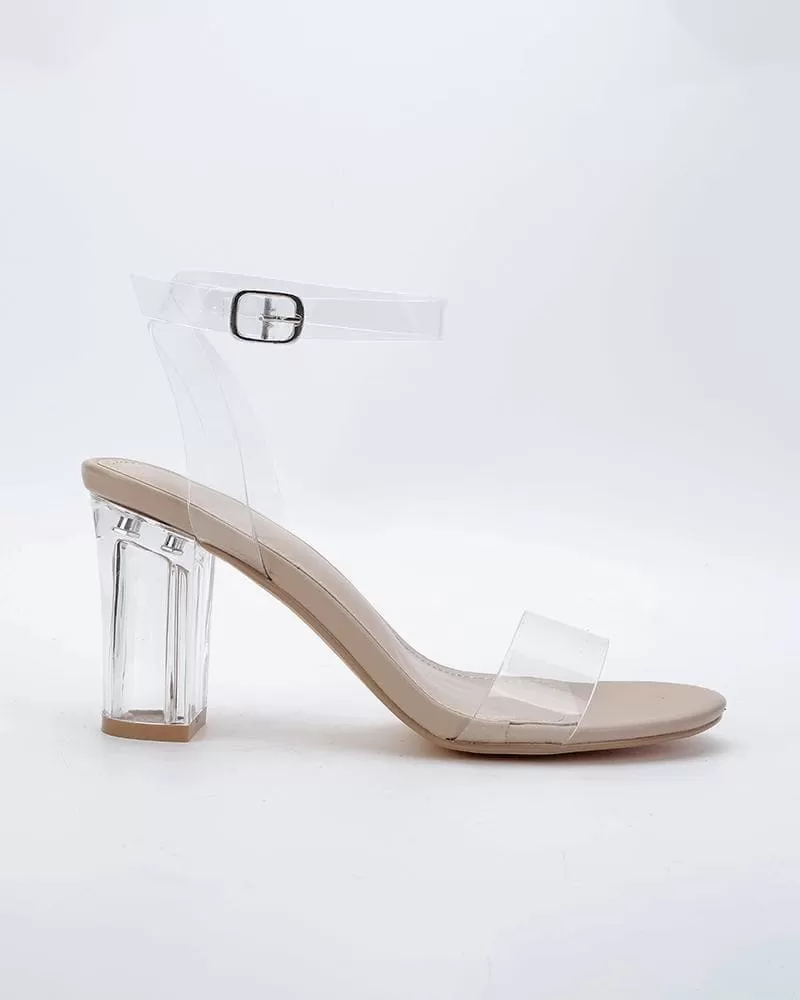 Women's Elegant PVC Transparent Heel Sandals