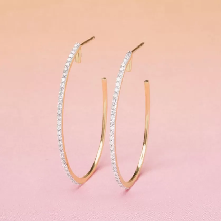 XL Pave Oval Hoop Earrings