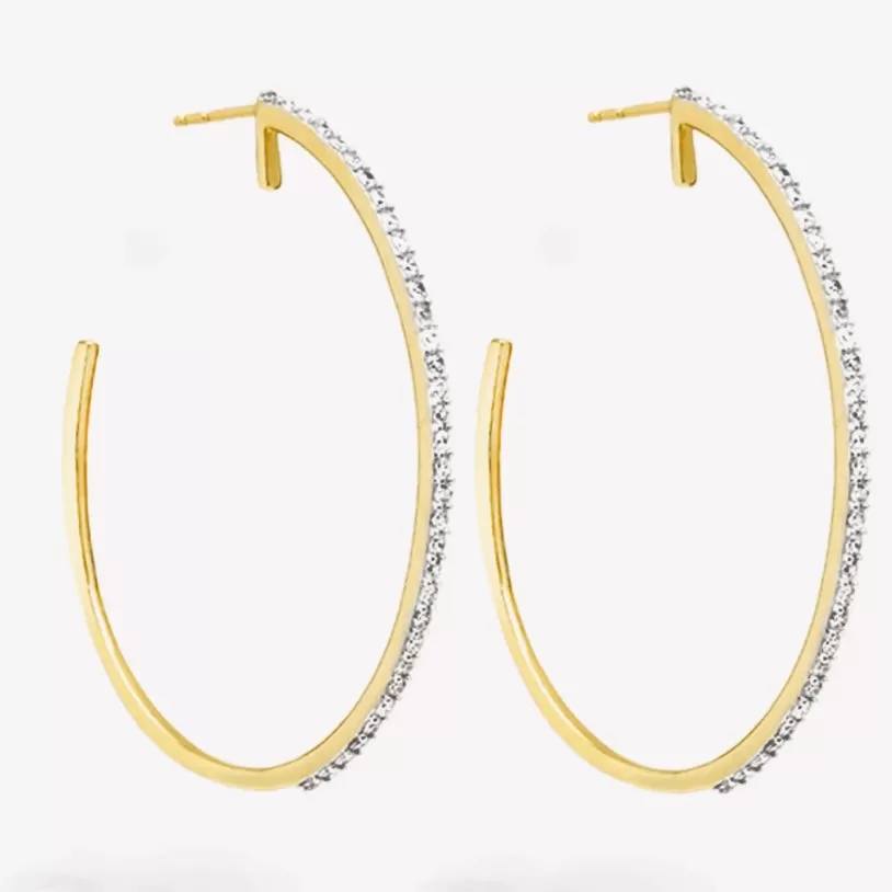 XL Pave Oval Hoop Earrings