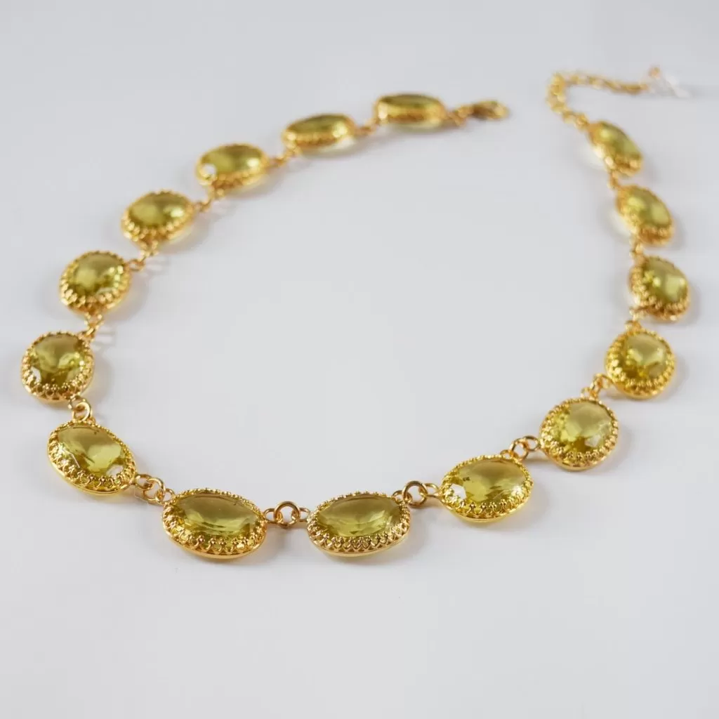 Yellow Crown-set Riviere Necklace - Large Oval